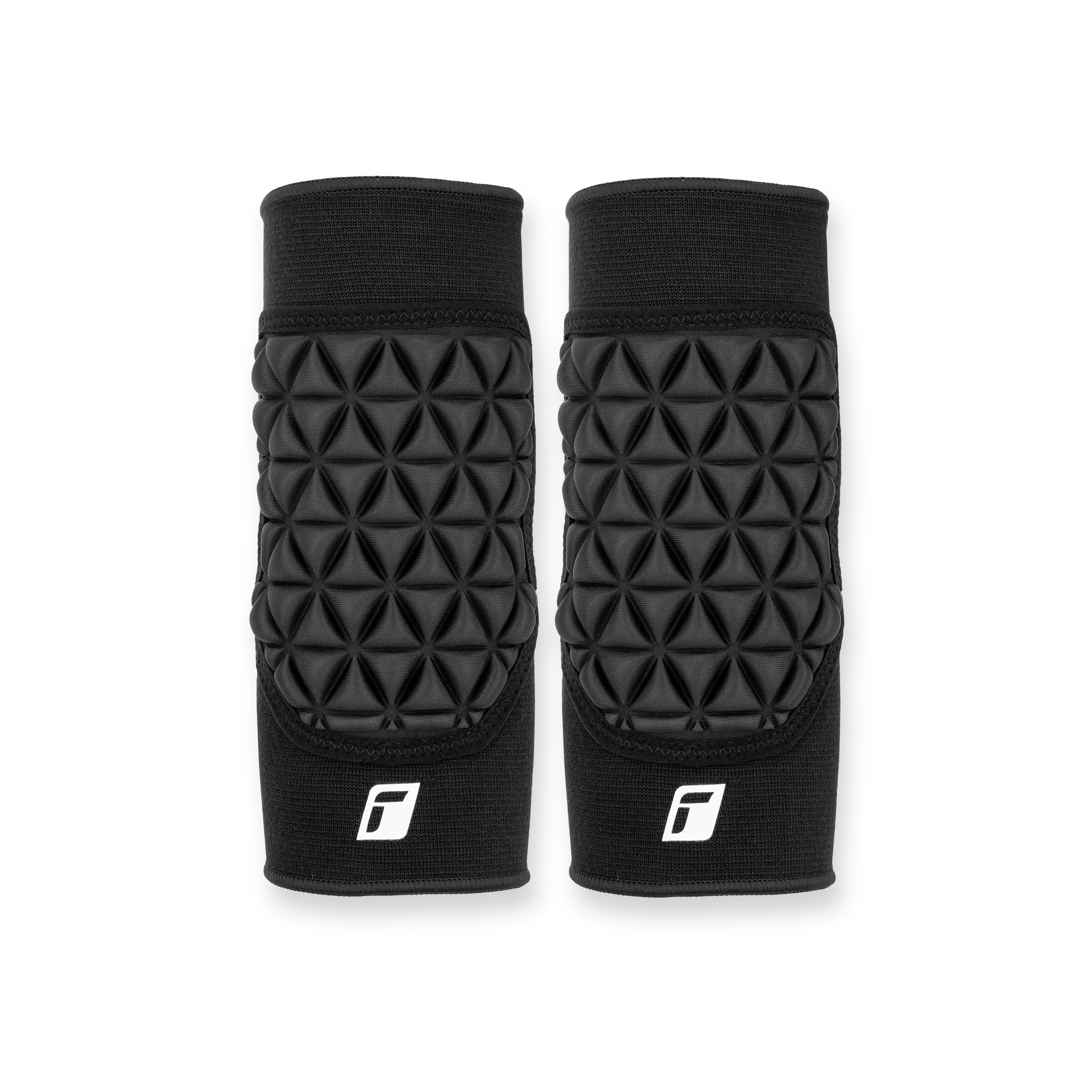 Black elbow protectors featuring a padded, textured design for added protection and comfort.