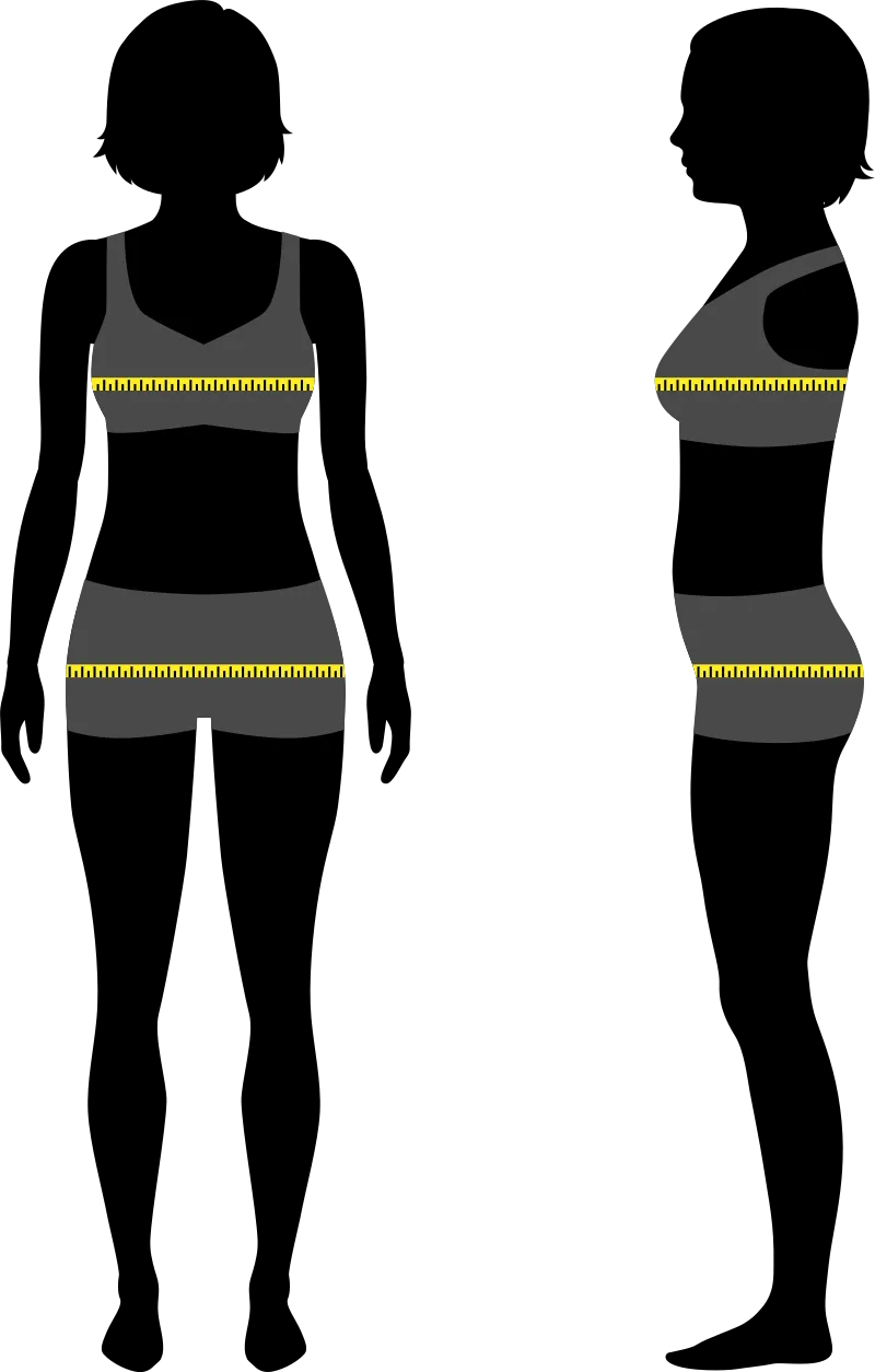Gray women's sportswear with sports bra and shorts, shown in front and side views.